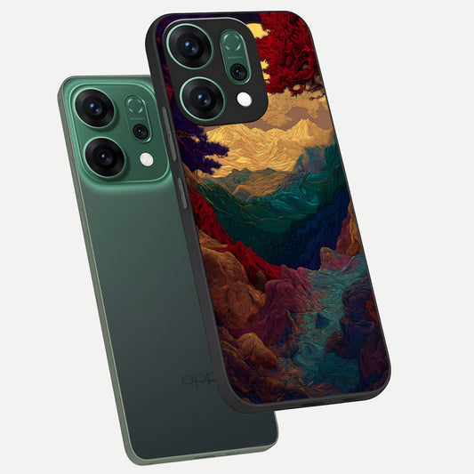  Mystic Valley Light phone case For Oppo Reno 14 showing premium glass back cover with detailed artwork