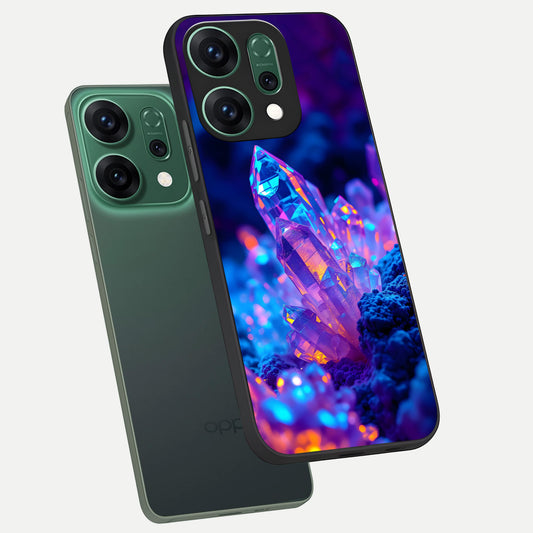  Neon Aura Shards phone case For Oppo Reno 14 showing premium glass back cover with detailed artwork
