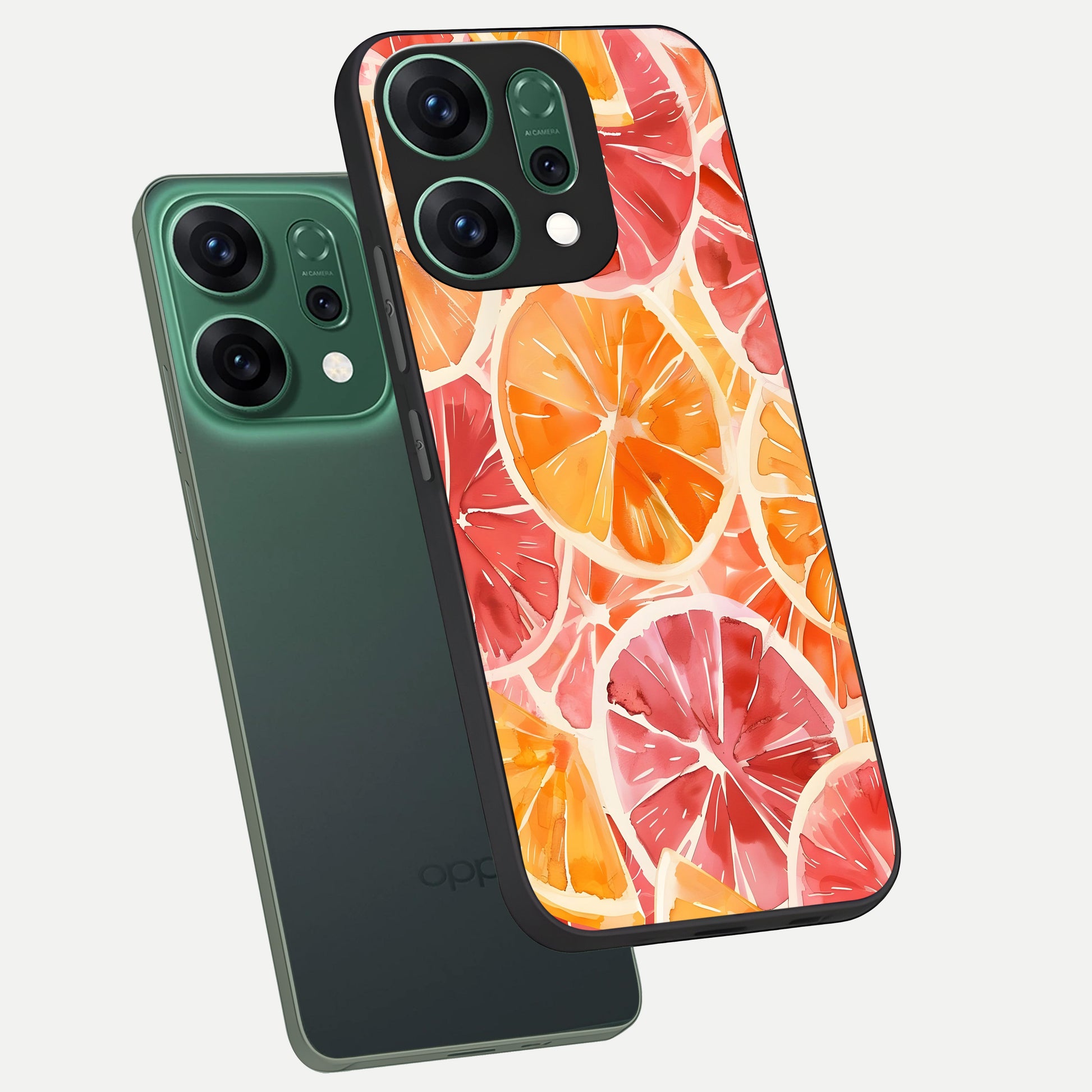  Orange Fruits Pattern phone case For Oppo Reno 14 showing premium glass back cover with detailed artwork