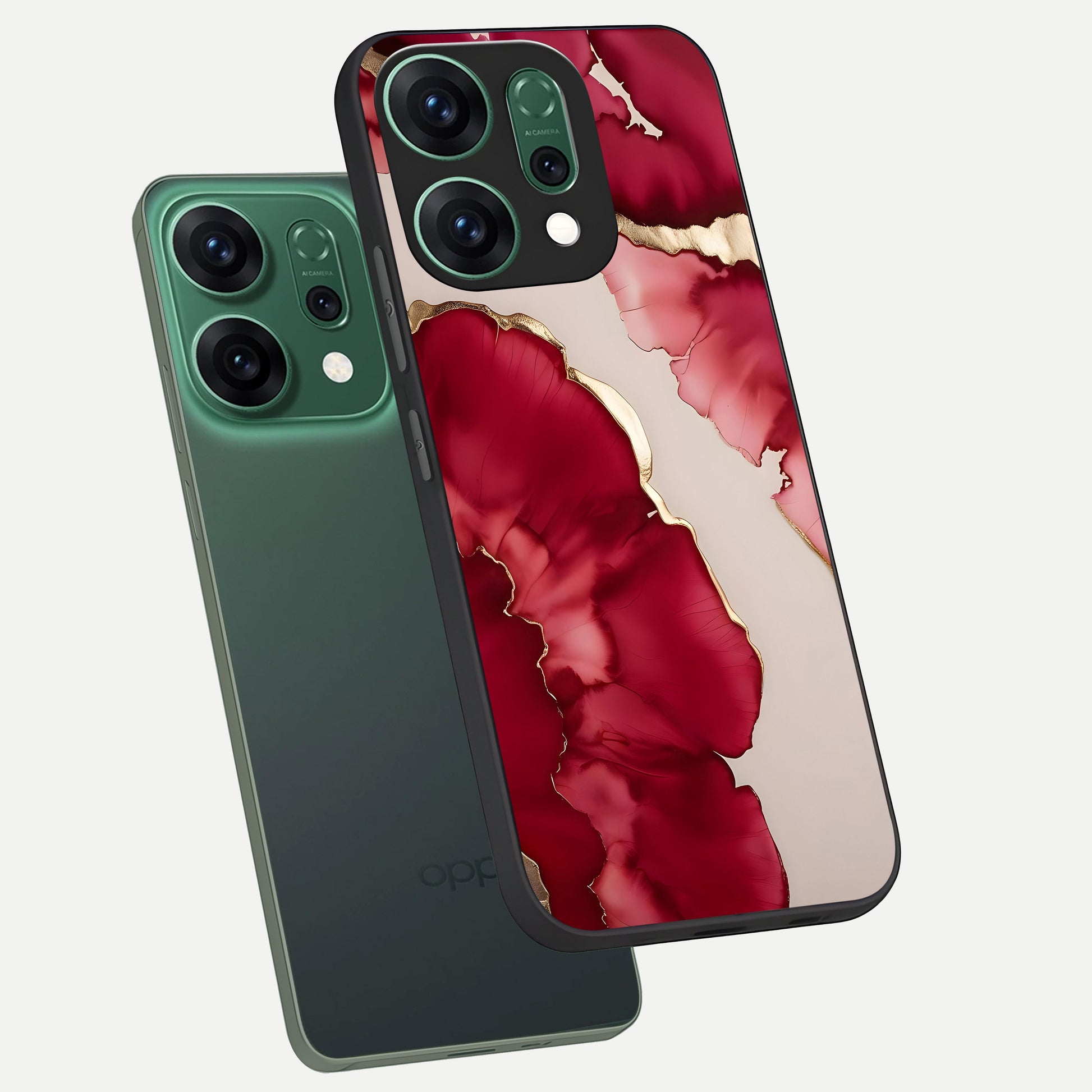  Pink And White Marble phone case For Oppo Reno 14 showing premium glass back cover with detailed artwork