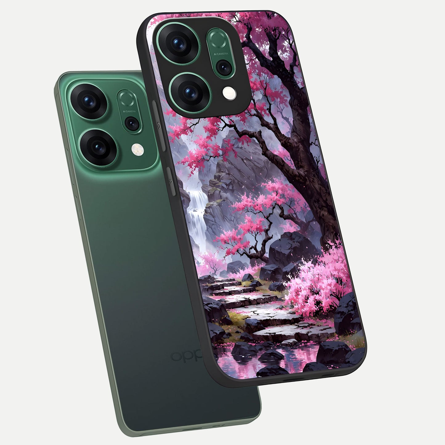  Pink Sunflower Glow phone case For Oppo Reno 14 showing premium glass back cover with detailed artwork