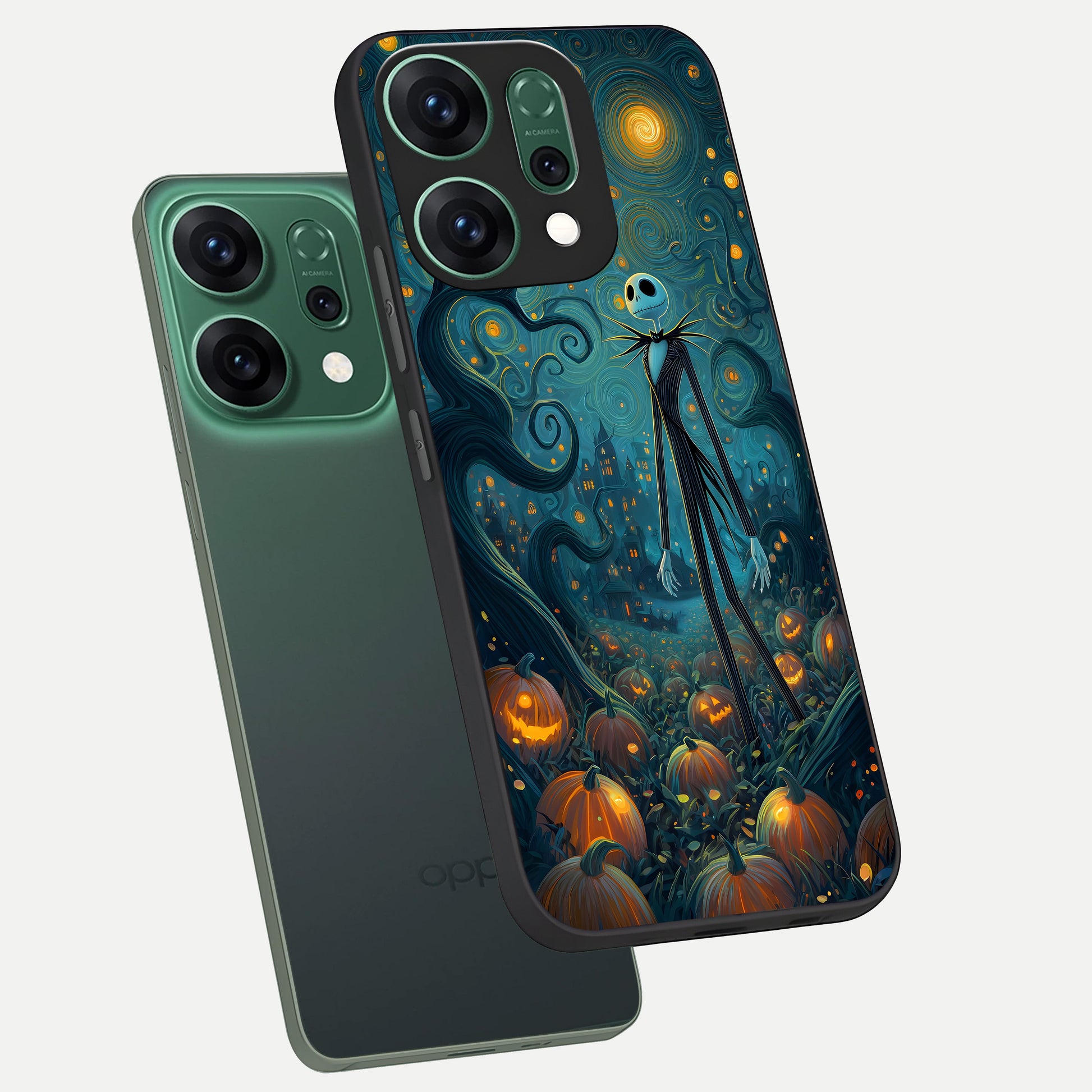  Pumpkin Moonlight Tale phone case For Oppo Reno 14 showing premium glass back cover with detailed artwork