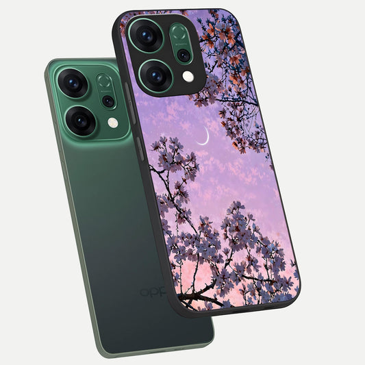  Purple Serenity Moon phone case For Oppo Reno 14 showing premium glass back cover with detailed artwork