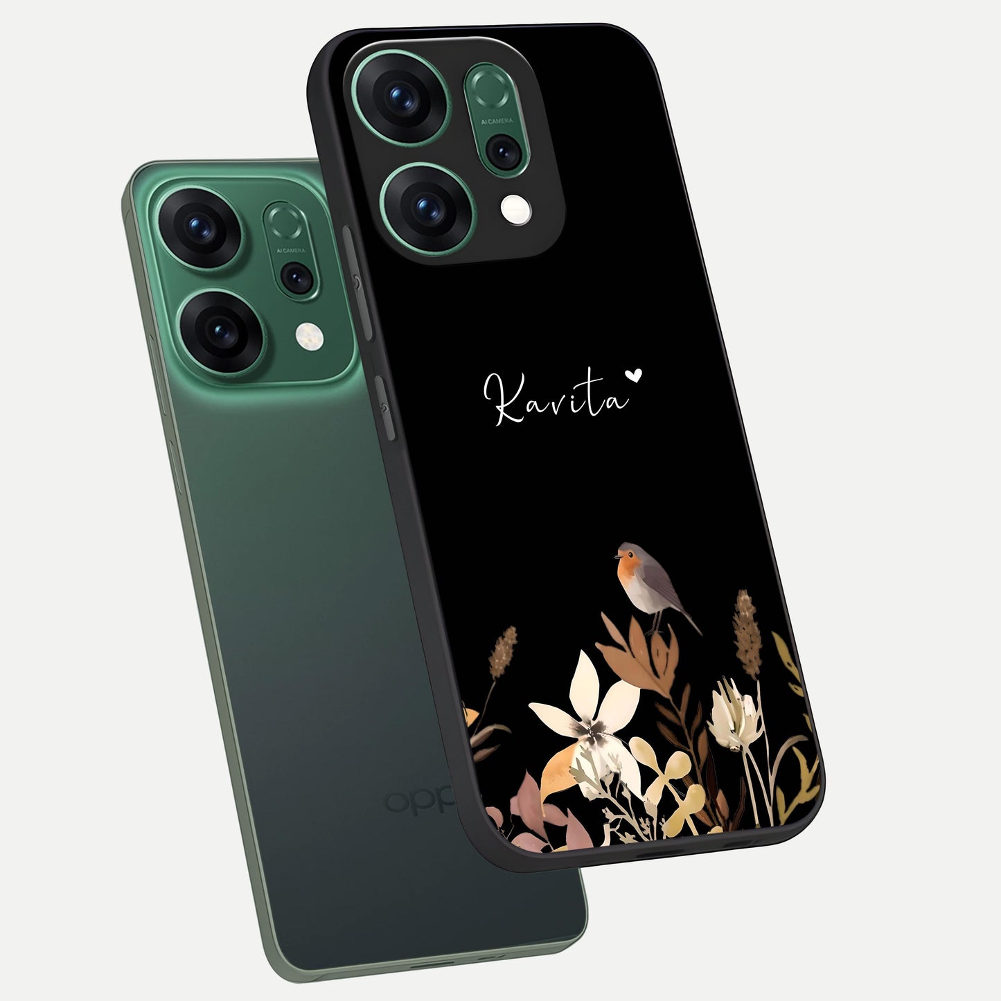  Quiet Garden Tune Custom Name phone case For Oppo Reno 14 showing premium glass back cover with detailed artwork