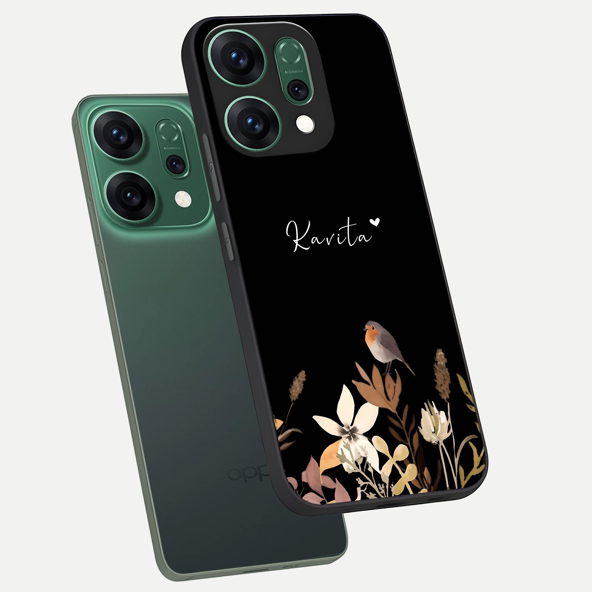  Quiet Garden Tune Custom Name phone case For Oppo Reno 14 showing premium glass back cover with detailed artwork
