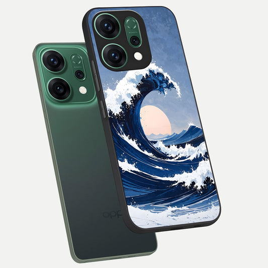  Rising Tide Power phone case For Oppo Reno 14 showing premium glass back cover with detailed artwork