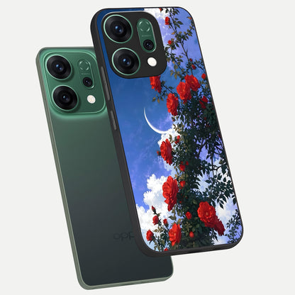  Rose Drift Flowers phone case For Oppo Reno 14 showing premium glass back cover with detailed artwork