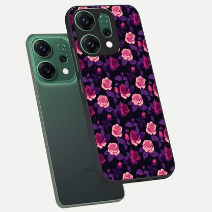  Rose Garden Twilight phone case For Oppo Reno 14 showing premium glass back cover with detailed artwork