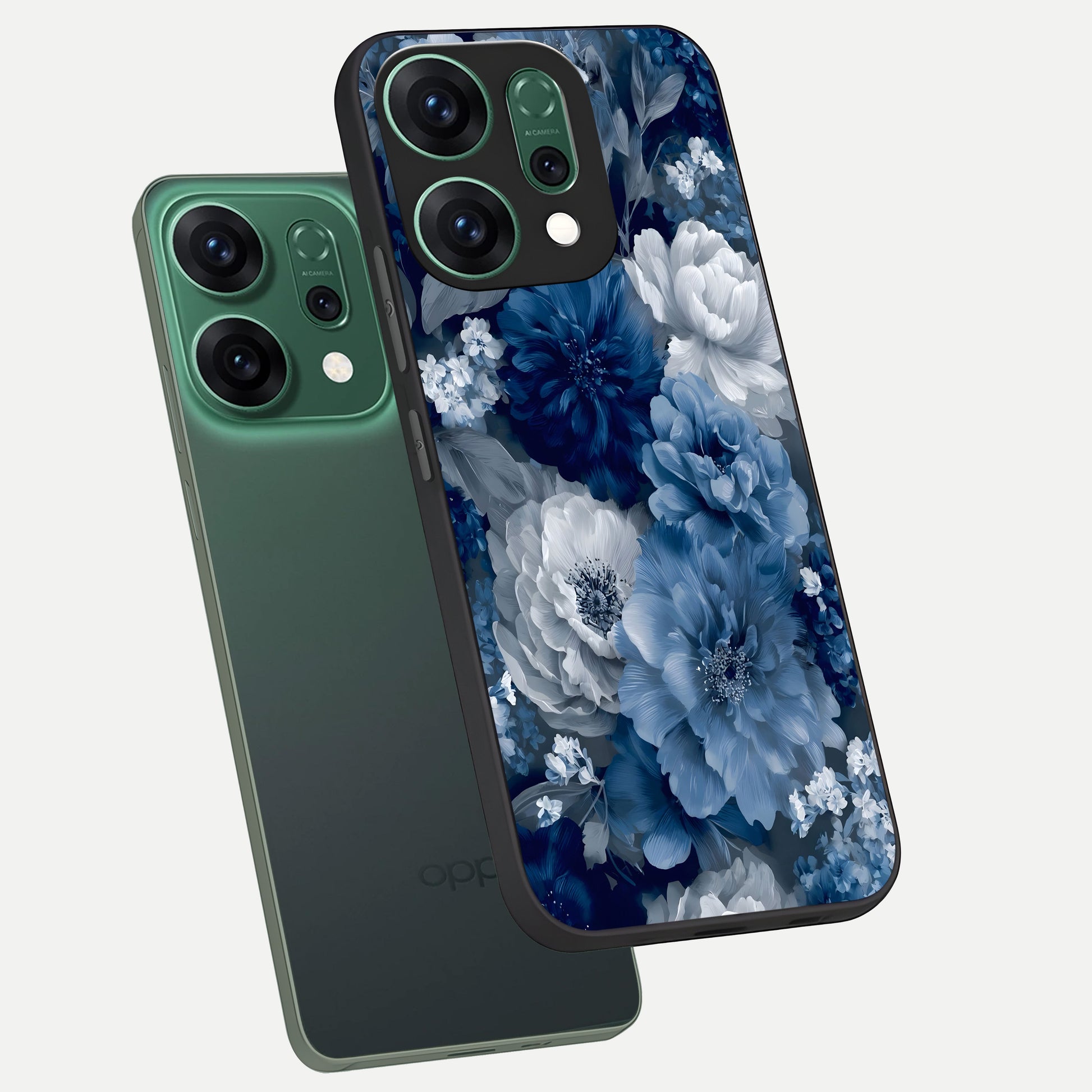  Royal Bloom Garden phone case For Oppo Reno 14 showing premium glass back cover with detailed artwork