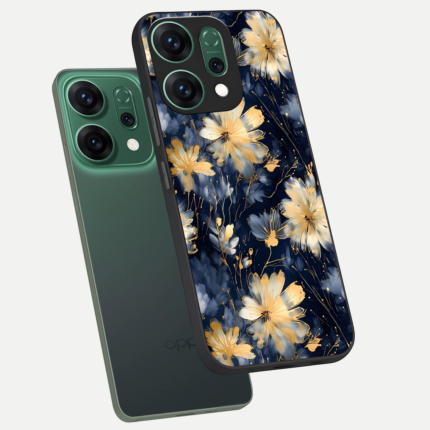  Royal Petal Dream phone case For Oppo Reno 14 showing premium glass back cover with detailed artwork