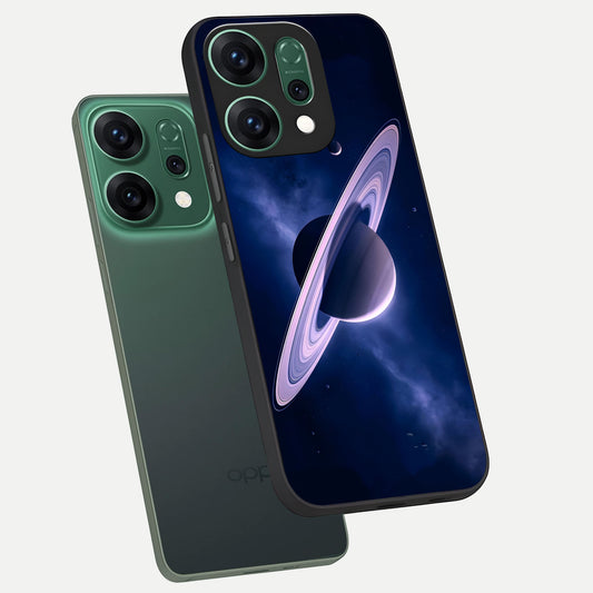  Saturn Ring Mystique phone case For Oppo Reno 14 showing premium glass back cover with detailed artwork
