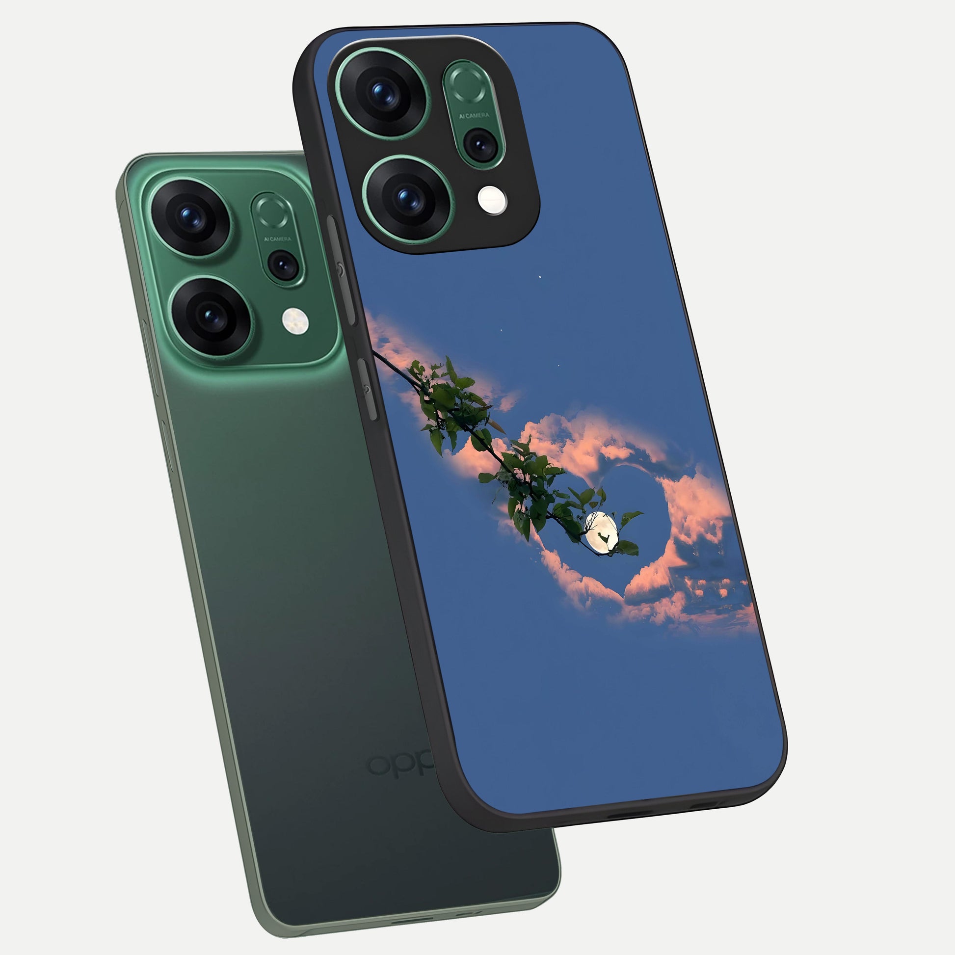  Sky Under Tree phone case For Oppo Reno 14 showing premium glass back cover with detailed artwork