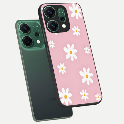  Soft Daisy Bliss phone case For Oppo Reno 14 showing premium glass back cover with detailed artwork