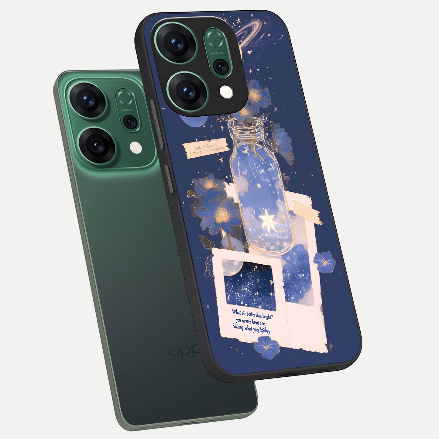  Starlit Cosmic Jar phone case For Oppo Reno 14 showing premium glass back cover with detailed artwork
