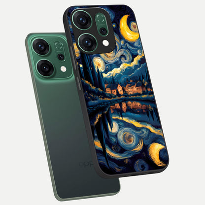  Starry Sky Serenity phone case For Oppo Reno 14 showing premium glass back cover with detailed artwork