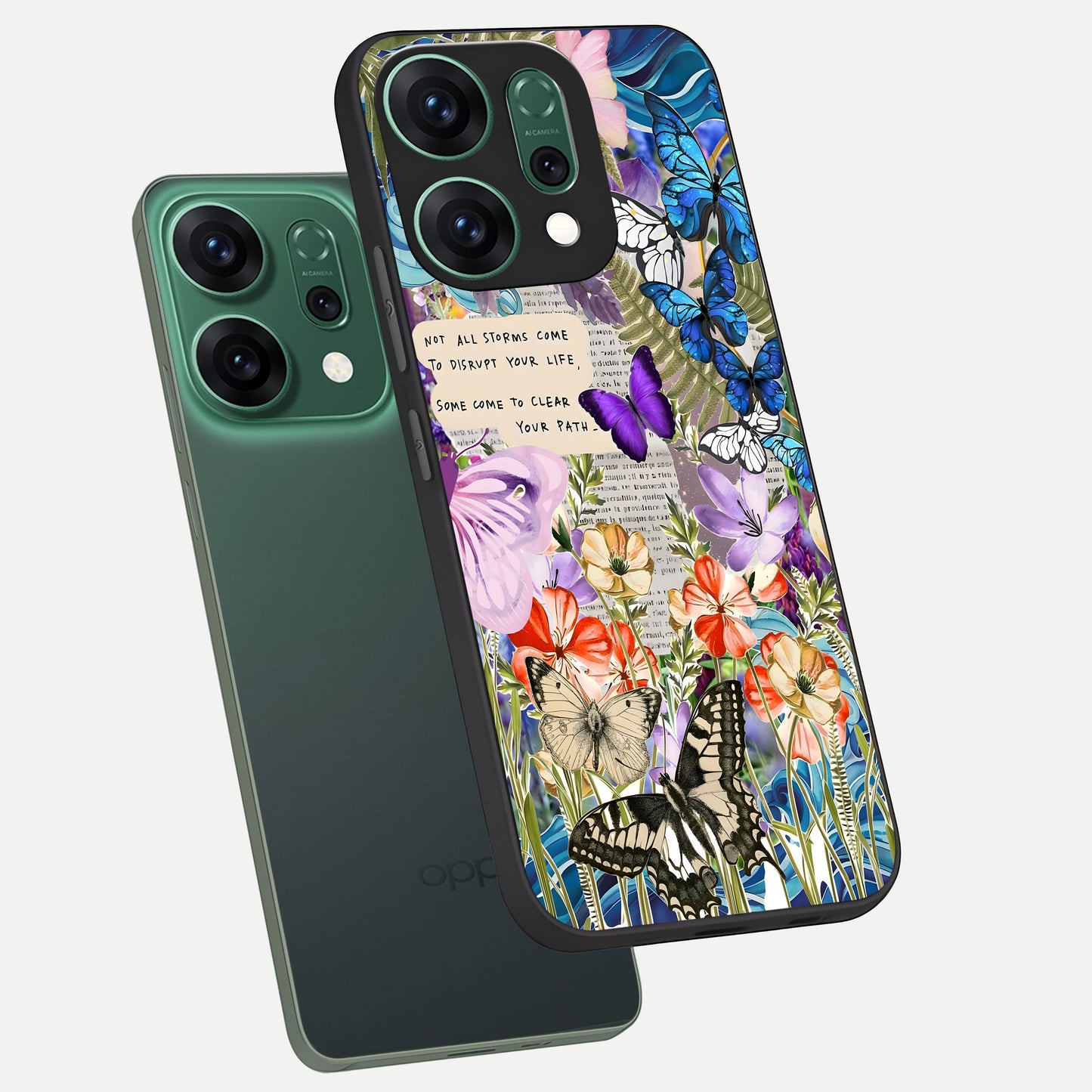  Storm Path Bloom phone case For Oppo Reno 14 showing premium glass back cover with detailed artwork