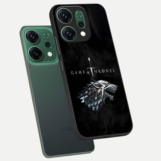  Throne Wolf Legacy phone case For Oppo Reno 14 showing premium glass back cover with detailed artwork