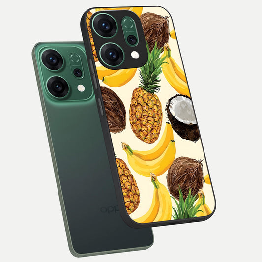  Tropical Fruit Mood phone case For Oppo Reno 14 showing premium glass back cover with detailed artwork