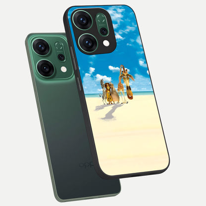  Tropical Fun Squad phone case For Oppo Reno 14 showing premium glass back cover with detailed artwork