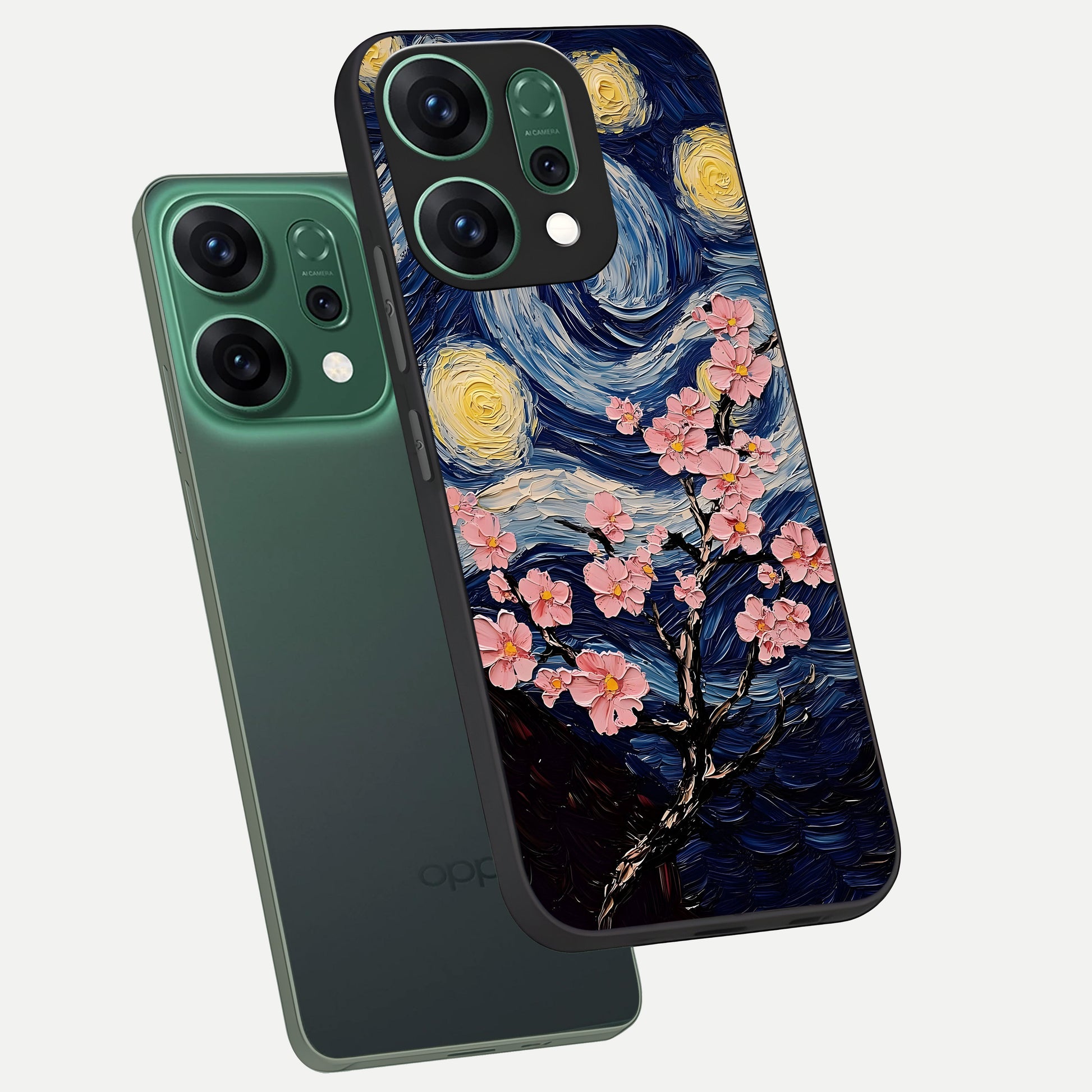  Van Gogh Scenery phone case For Oppo Reno 14 showing premium glass back cover with detailed artwork