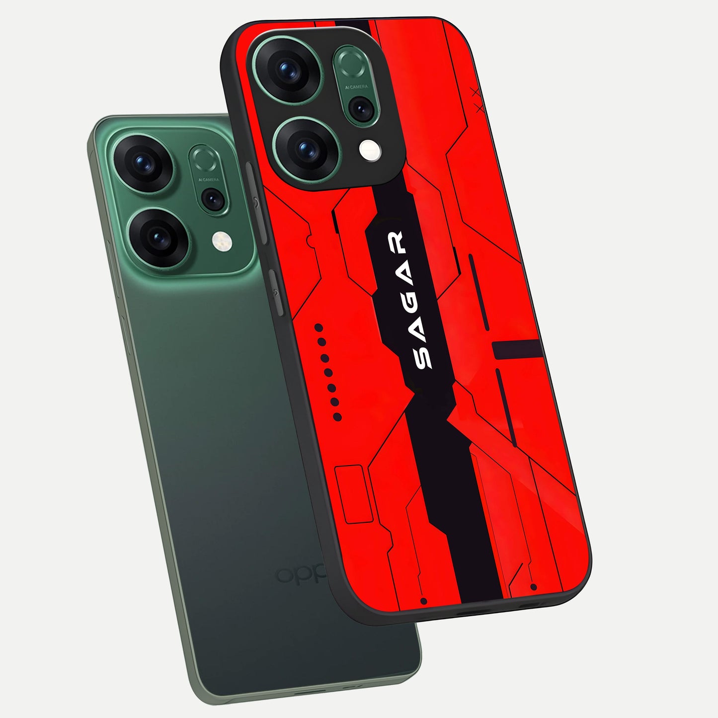  Voltage Rise CYBERPUNK Custom Name phone case For Oppo Reno 14 showing premium custom name glass back cover