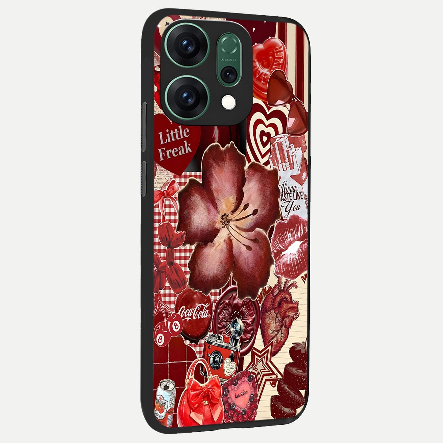  Aesthetic Little Freak back cover For Oppo Reno 14 slim fit glass case with vibrant aesthetic design