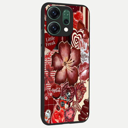  Aesthetic Little Freak back cover For Oppo Reno 14 slim fit glass case with vibrant aesthetic design