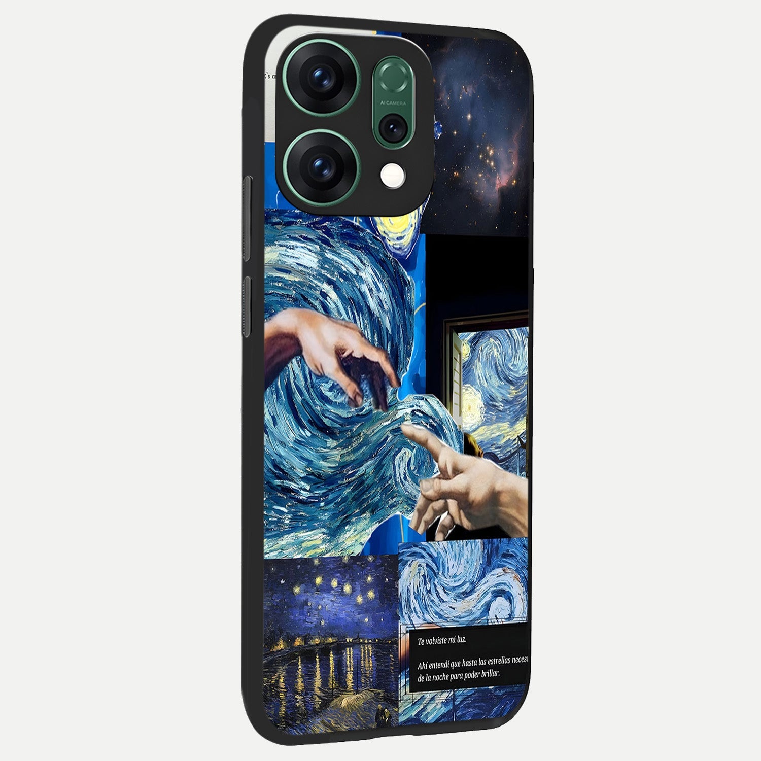  Aesthetic Vando Hands back cover For Oppo Reno 14 slim fit glass case with vibrant aesthetic design