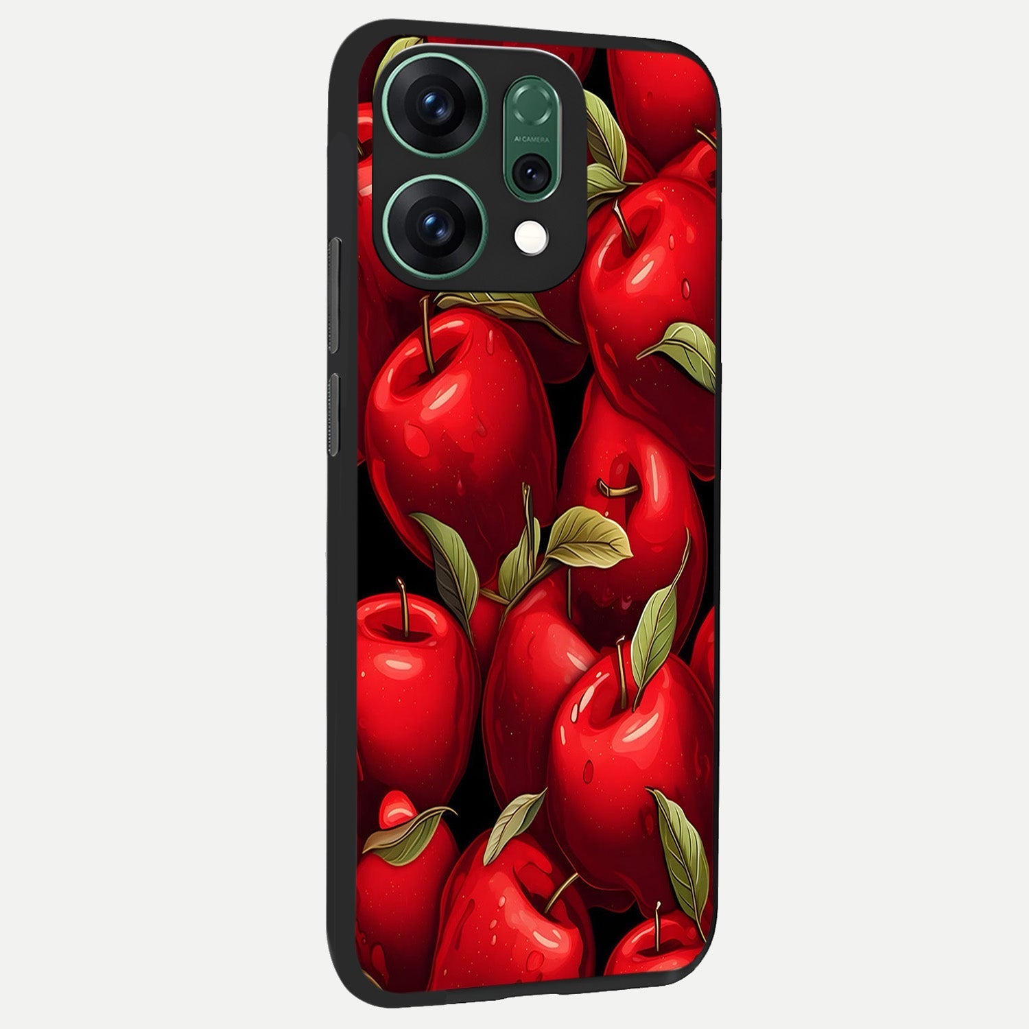  Apple Pattern back cover For Oppo Reno 14 slim fit glass case with vibrant aesthetic design