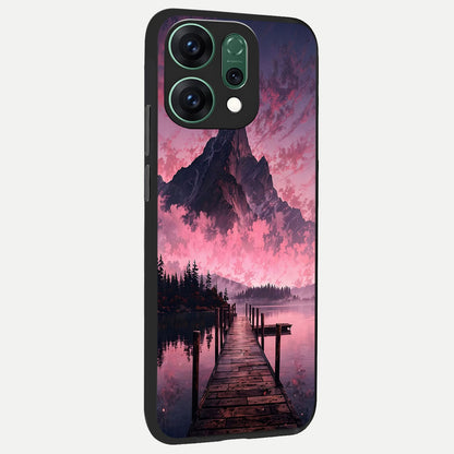  Beautiful Mountain View back cover For Oppo Reno 14 slim fit glass case with vibrant aesthetic design