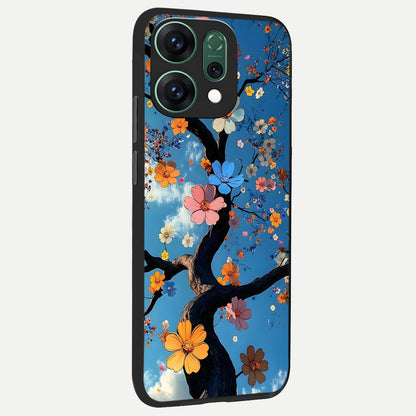  Blossom Dream Sky back cover For Oppo Reno 14 slim fit glass case with vibrant aesthetic design