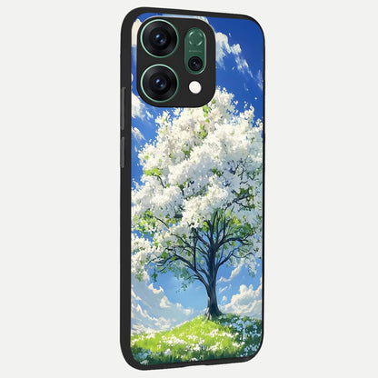 Blossom Sky Serenity back cover For Oppo Reno 14 slim fit glass case with vibrant aesthetic design