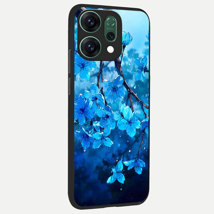  Blue Blossoms Branch back cover For Oppo Reno 14 slim fit glass case with vibrant aesthetic design