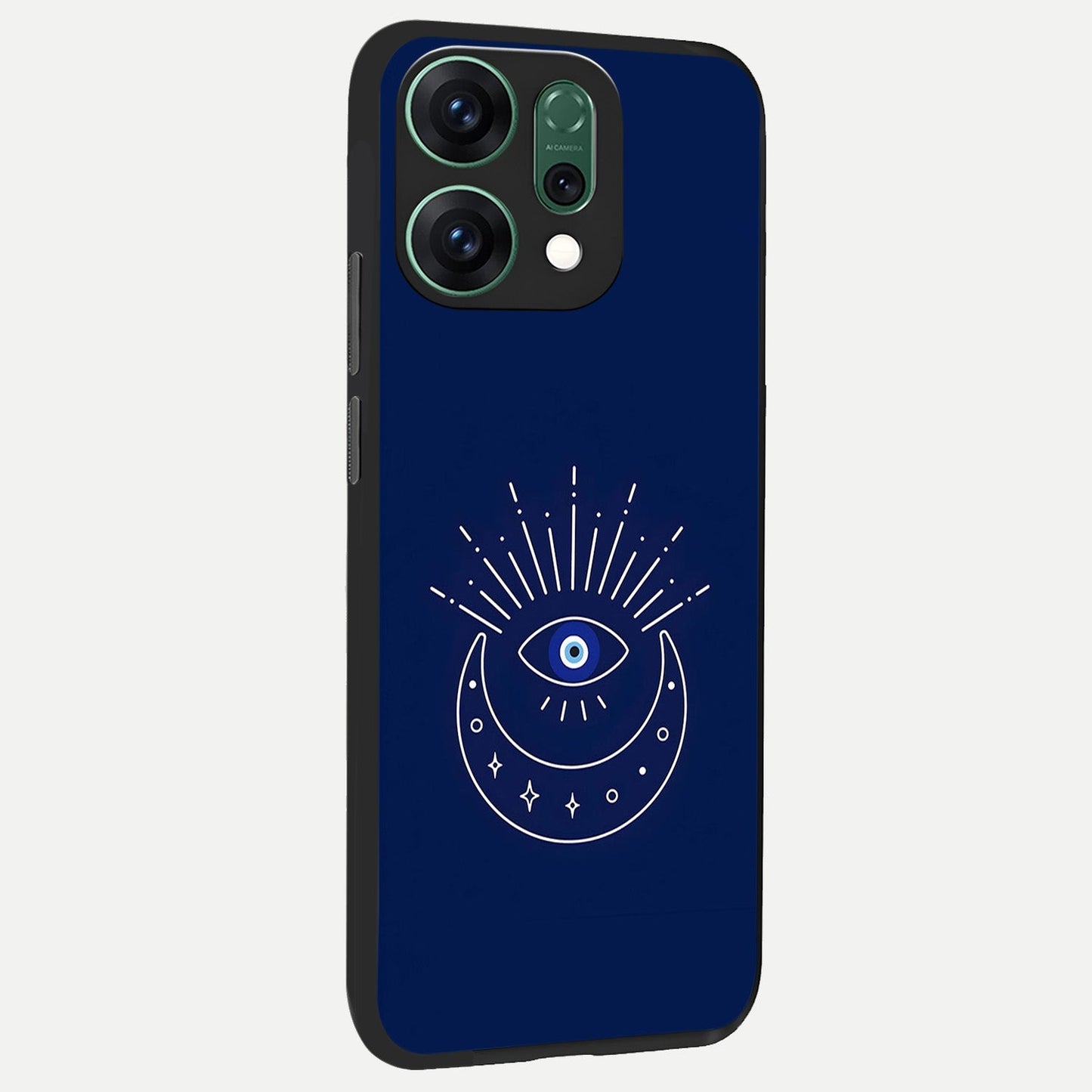  Blue Evil Eye back cover For Oppo Reno 14 slim fit glass case with vibrant aesthetic design