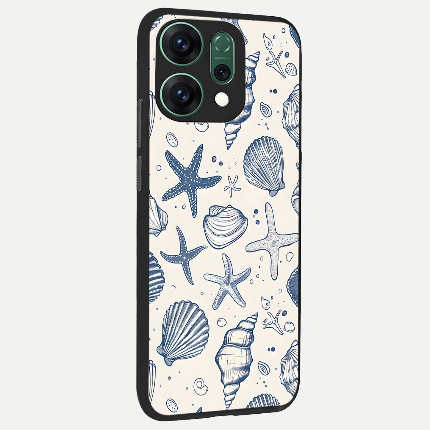  Blue Ocean Outline back cover For Oppo Reno 14 slim fit glass case with vibrant aesthetic design