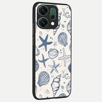  Blue Ocean Outline back cover For Oppo Reno 14 slim fit glass case with vibrant aesthetic design