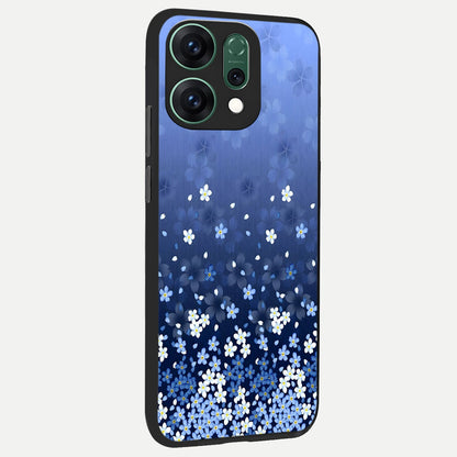  Blue Starry back cover For Oppo Reno 14 slim fit glass case with vibrant aesthetic design