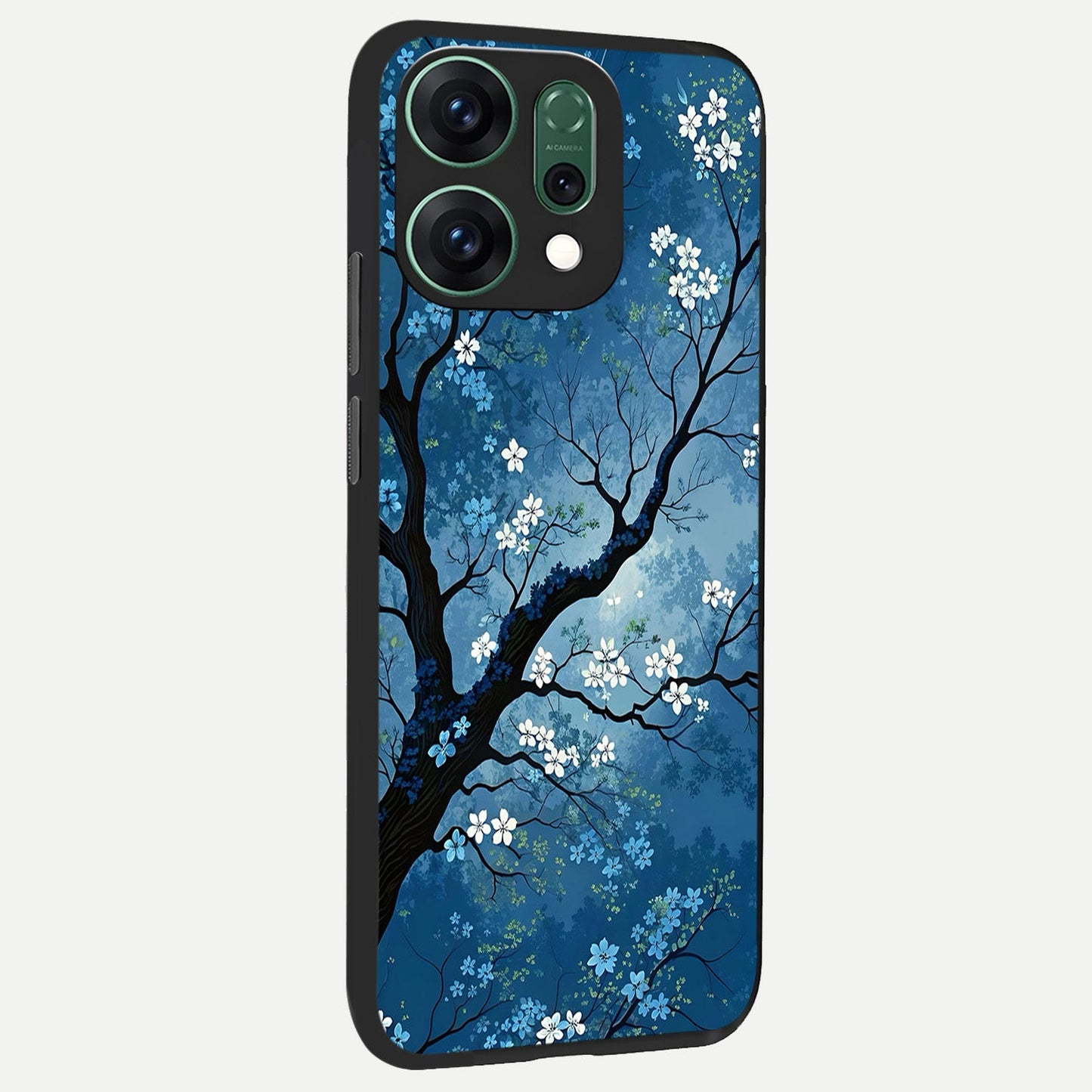  Blue Tree Serenity back cover For Oppo Reno 14 slim fit glass case with vibrant aesthetic design