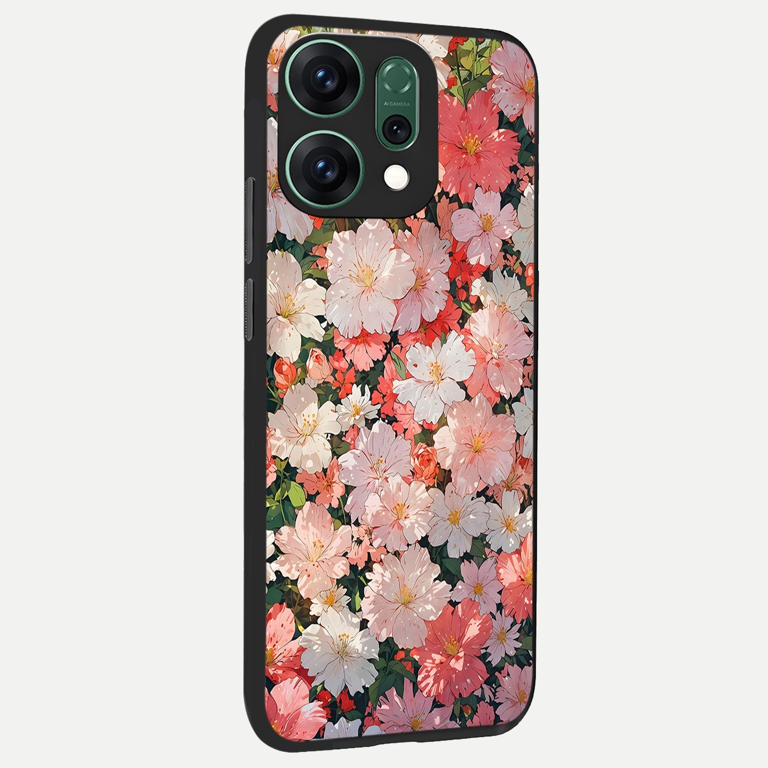  Blush Bloom Field back cover For Oppo Reno 14 slim fit glass case with vibrant aesthetic design