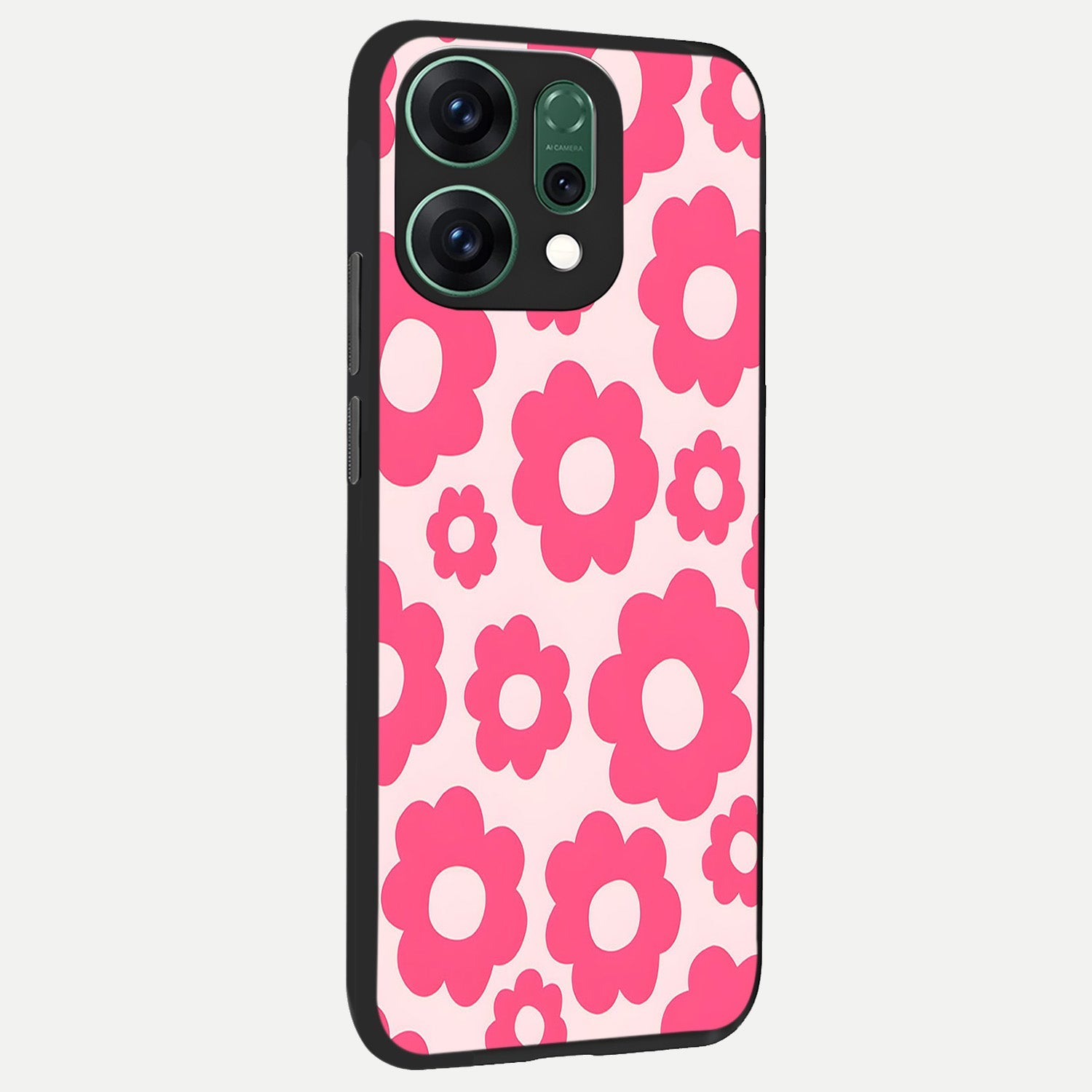  Blush Flower Pop back cover For Oppo Reno 14 slim fit glass case with vibrant aesthetic design