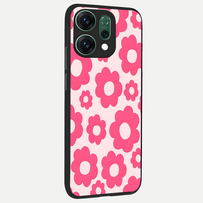  Blush Flower Pop back cover For Oppo Reno 14 slim fit glass case with vibrant aesthetic design