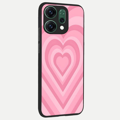  Blush Heart Waves back cover For Oppo Reno 14 slim fit glass case with vibrant aesthetic design