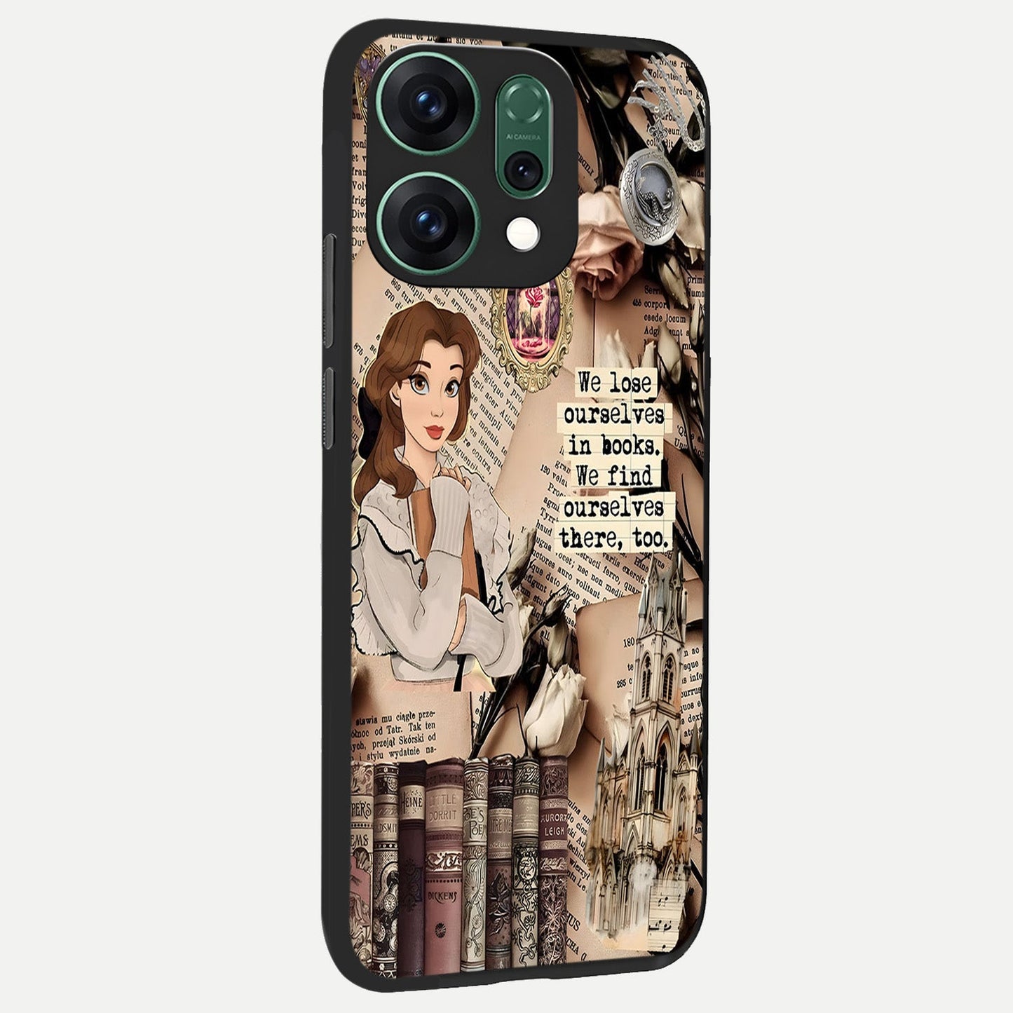  Bookish Dream World back cover For Oppo Reno 14 slim fit glass case with vibrant aesthetic design