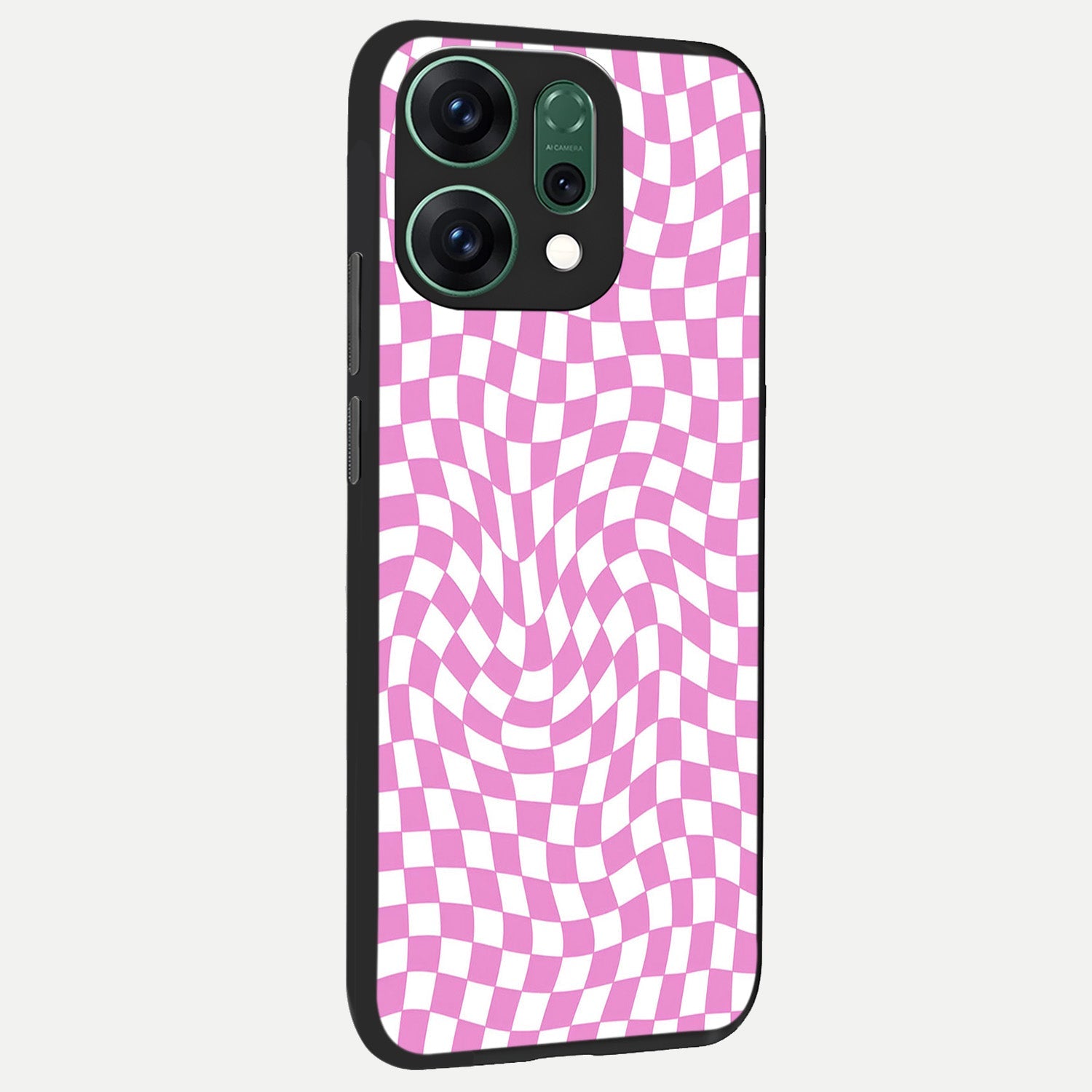  Bubblegum Check Wave back cover For Oppo Reno 14 slim fit glass case with vibrant aesthetic design