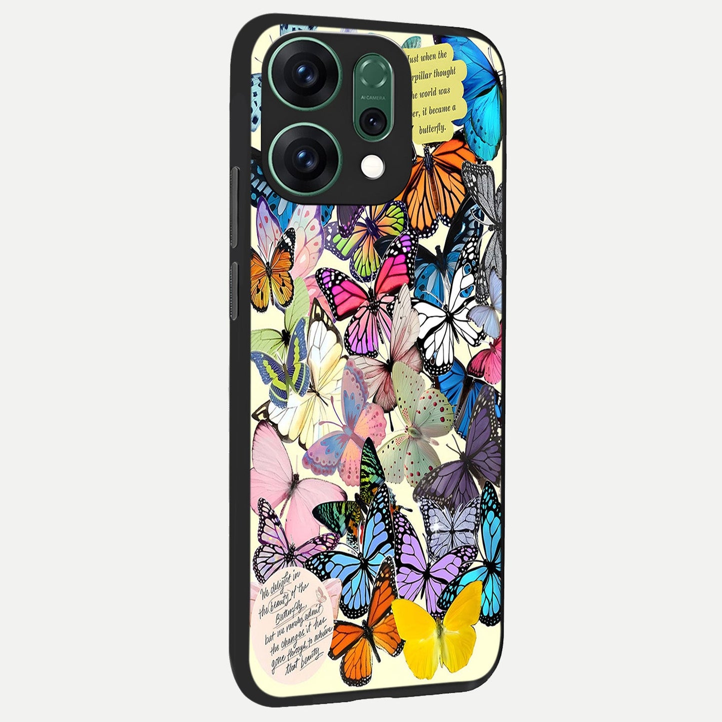  Butterflies Petal Dream back cover For Oppo Reno 14 slim fit glass case with vibrant aesthetic design