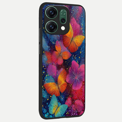  Butterfly Dream Mist back cover For Oppo Reno 14 slim fit glass case with vibrant aesthetic design