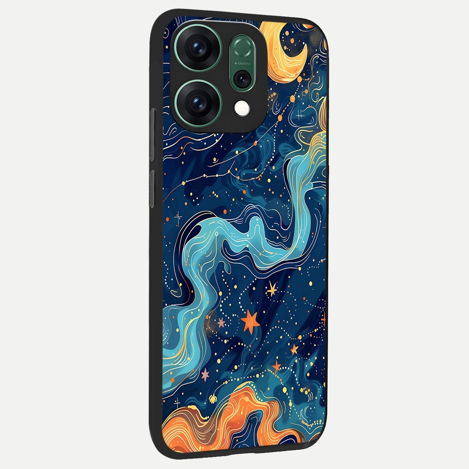  Celestial Dream Flow back cover For Oppo Reno 14 slim fit glass case with vibrant aesthetic design