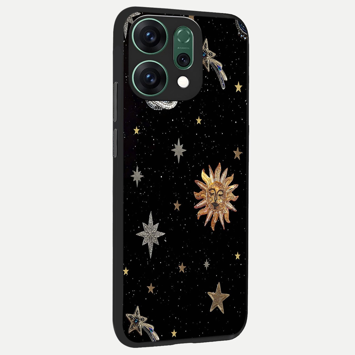  Celestial Moon With Stars back cover For Oppo Reno 14 slim fit glass case with vibrant aesthetic design