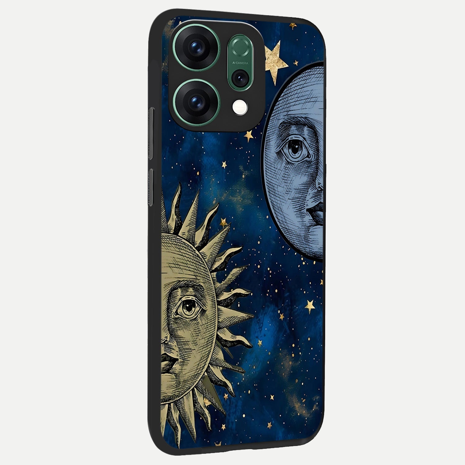  Celestial Moon With Sun back cover For Oppo Reno 14 slim fit glass case with vibrant aesthetic design