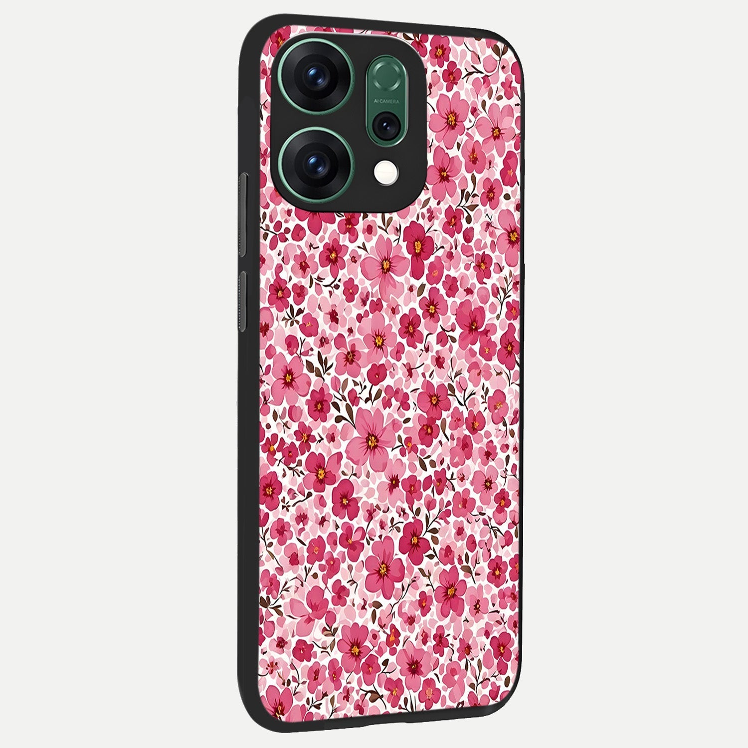  Cherry Blossom Charm back cover For Oppo Reno 14 slim fit glass case with vibrant aesthetic design